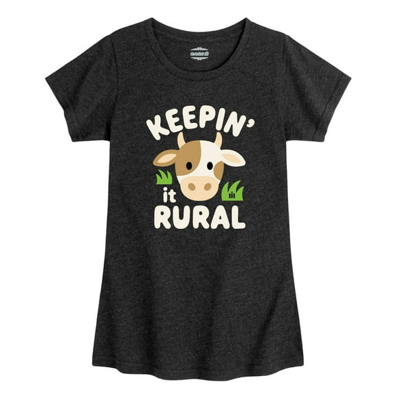 Case IH - Keepin It Rural Cow - Girls Fitted Short Sleeve Graphic T-Shirt