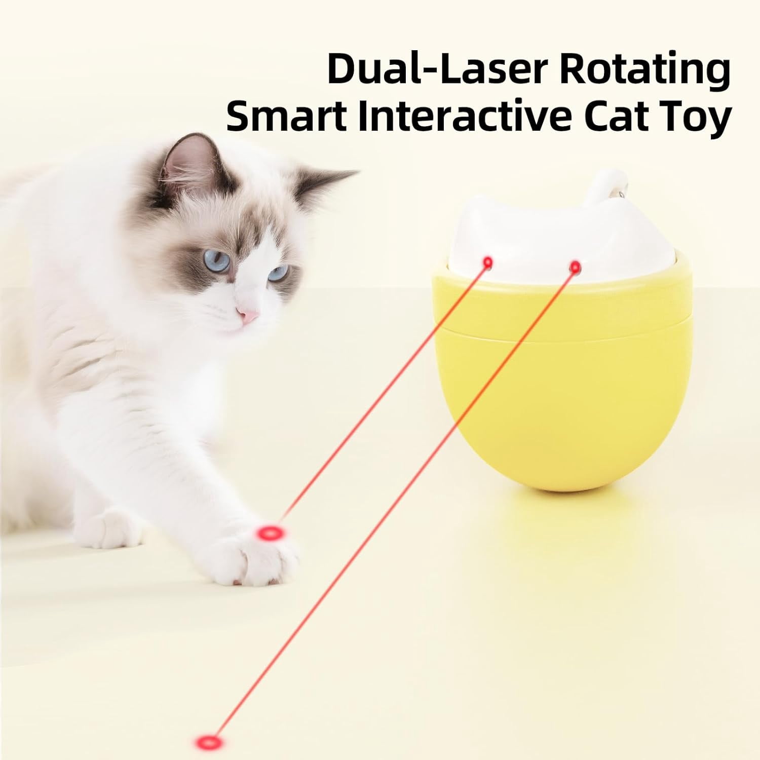 Automatic Laser Cat Toy with Dual Rotating Beams, USB Rechargeable & Motion Activated for Cats & Kittens