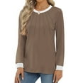 thumbnail image 3 of Fantaslook Women Blouses Color Block Long Sleeve Shirts Pleated Fall Tops Fashion Dressy Blouses, 3 of 7