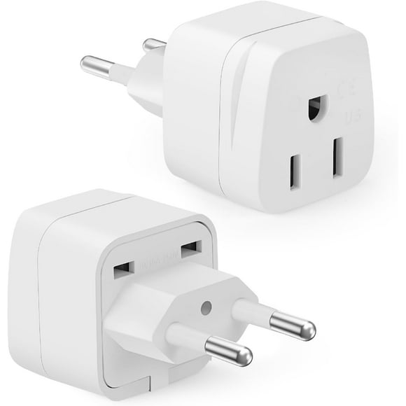 Bates- European Travel Plug Adapter, 2 Pack, Type C, US to Europe Plug Adapter