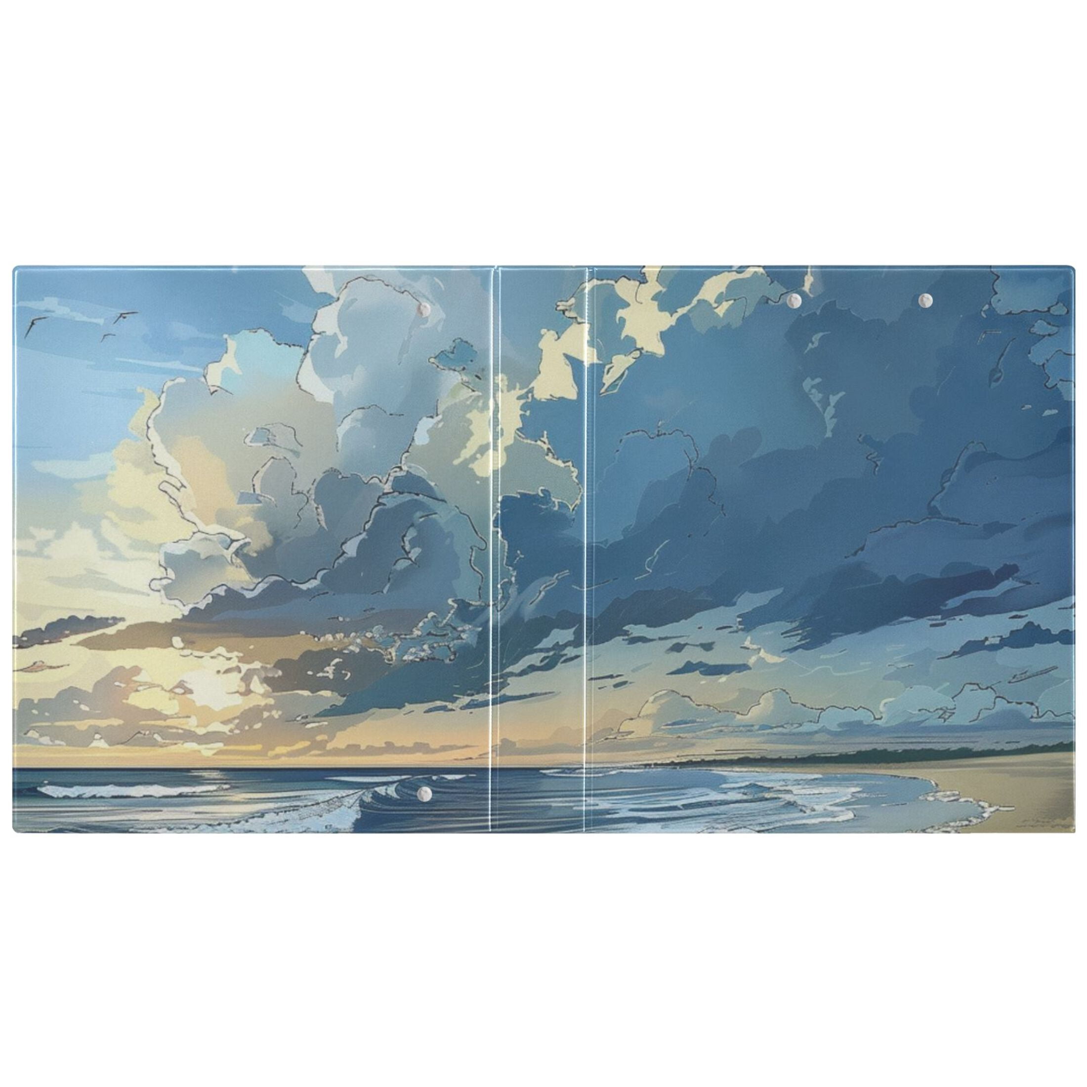 Beach 3 Ring Binders 1.5 inch Hardcover File Folders with Interior Pockets A4 Size Organizer for School Office Hospital
