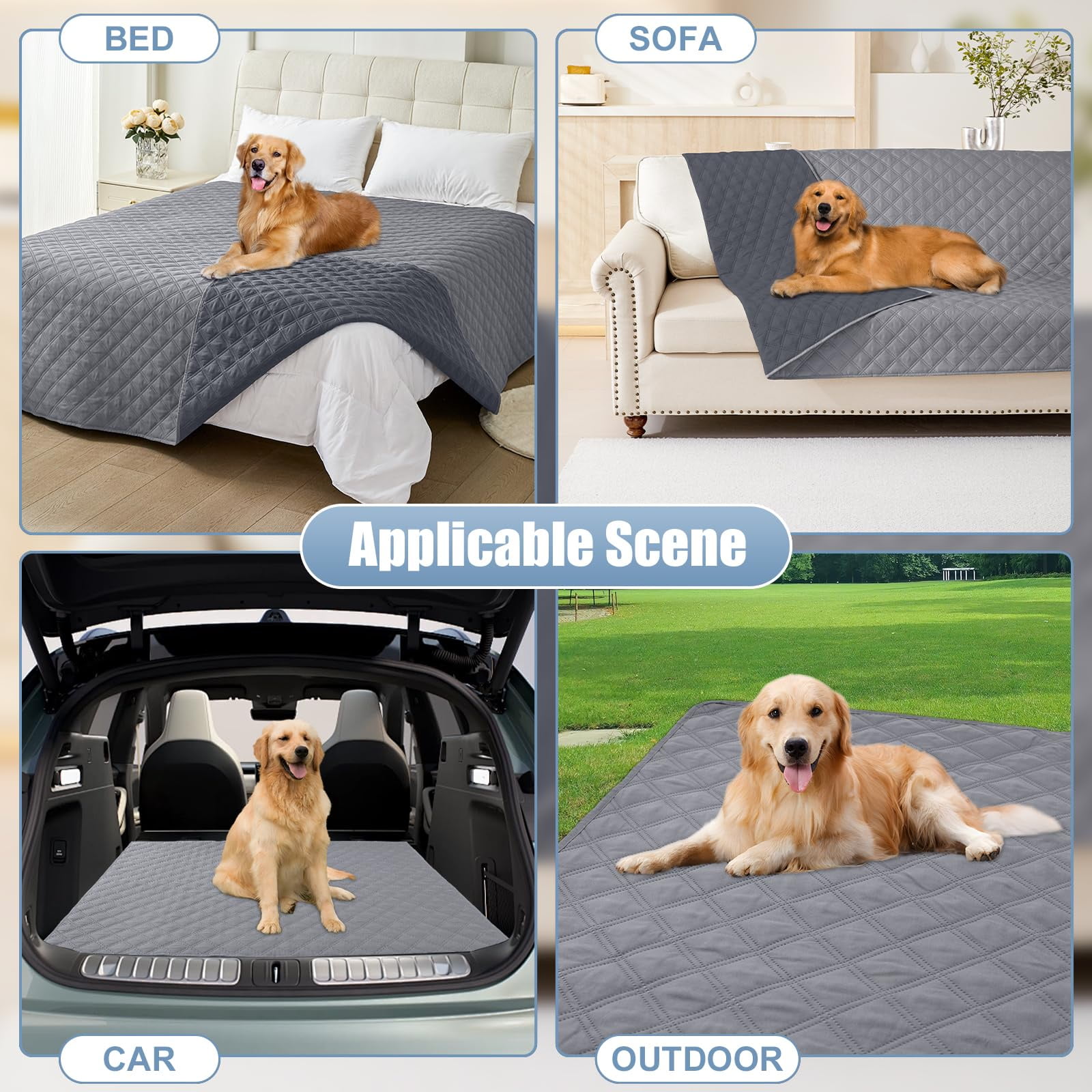 Smiry Waterproof Pet Couch Covers, Washable Dog Blankets for Couch & Bed, Reversible Sofa Cover for Living Room (82x120 Inch, Grey/Dark Grey)