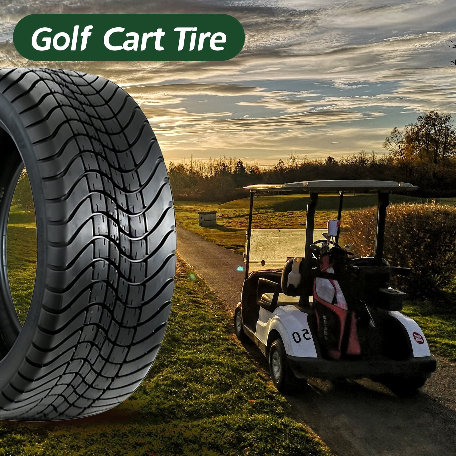 Hi-Run 4 Set P825 18X8.50-8 4PR Tubeless Golf Cart Tire Fits 215/60-8
