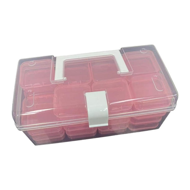 Estuche para guardar joyas,Estuche transparente para guardar joyas con 32 compartimentos,Caja de almacenamiento de aretes de gran capacidad de 32 unidades,Organizador de joyas portátil con Rosa