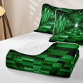 thumbnail image 4 of Castle Fairy Geometric Cube Tunnel Twin Quilt Set 2 Pieces,Minimalist Block Twin Coverlet Set,Emerald Black,1 Bedspread and 1 Pillowcase, 4 of 7