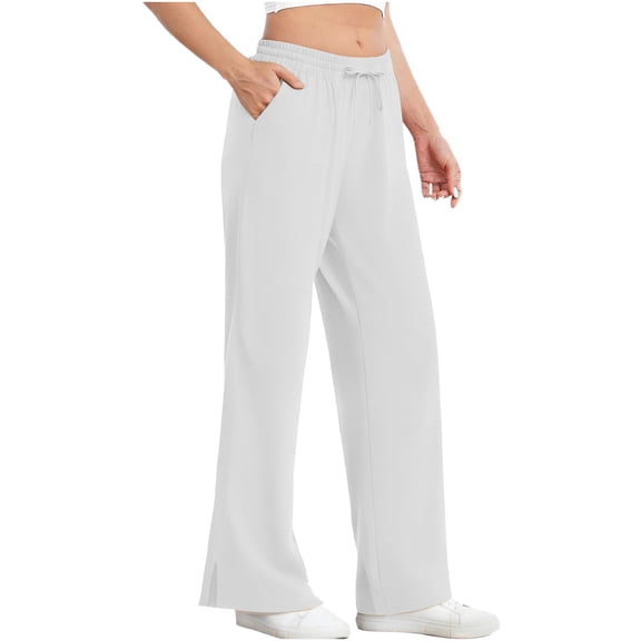 Fewfanhot Womens Pants Wide Leg Sweatpants Baggy Drawstring High Waisted Joggers Lounge Sweat Pants with Pockets