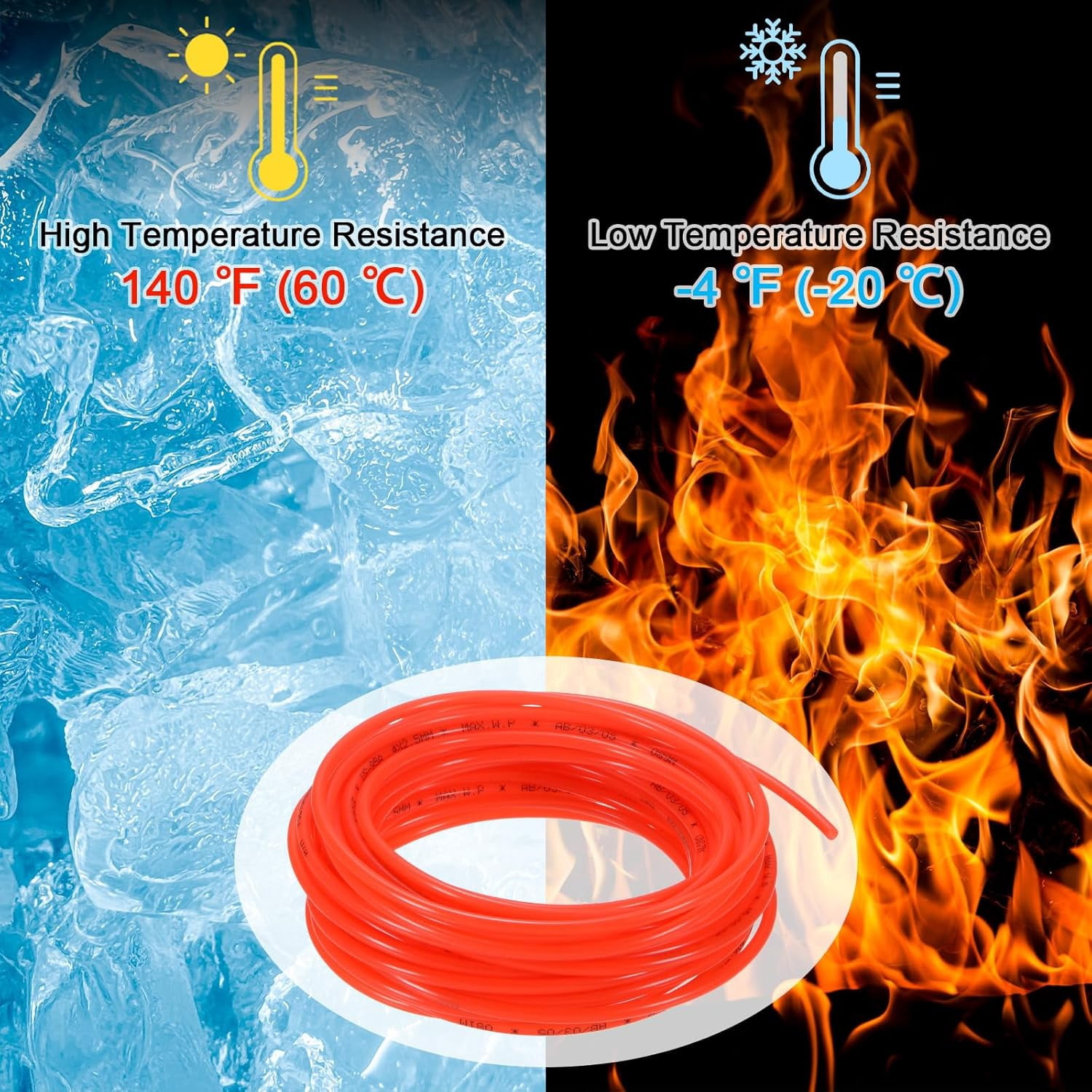 MKEUDQ-Pneumatic Tubing Pipe, 2.5mm(ID) x4mm(OD) PU Polyurethane Air Compressor Hose for Air Compressor Fitting/Gas/Fluid Transfer, Air Hose Line Tube [10M/32.8ft, Red]