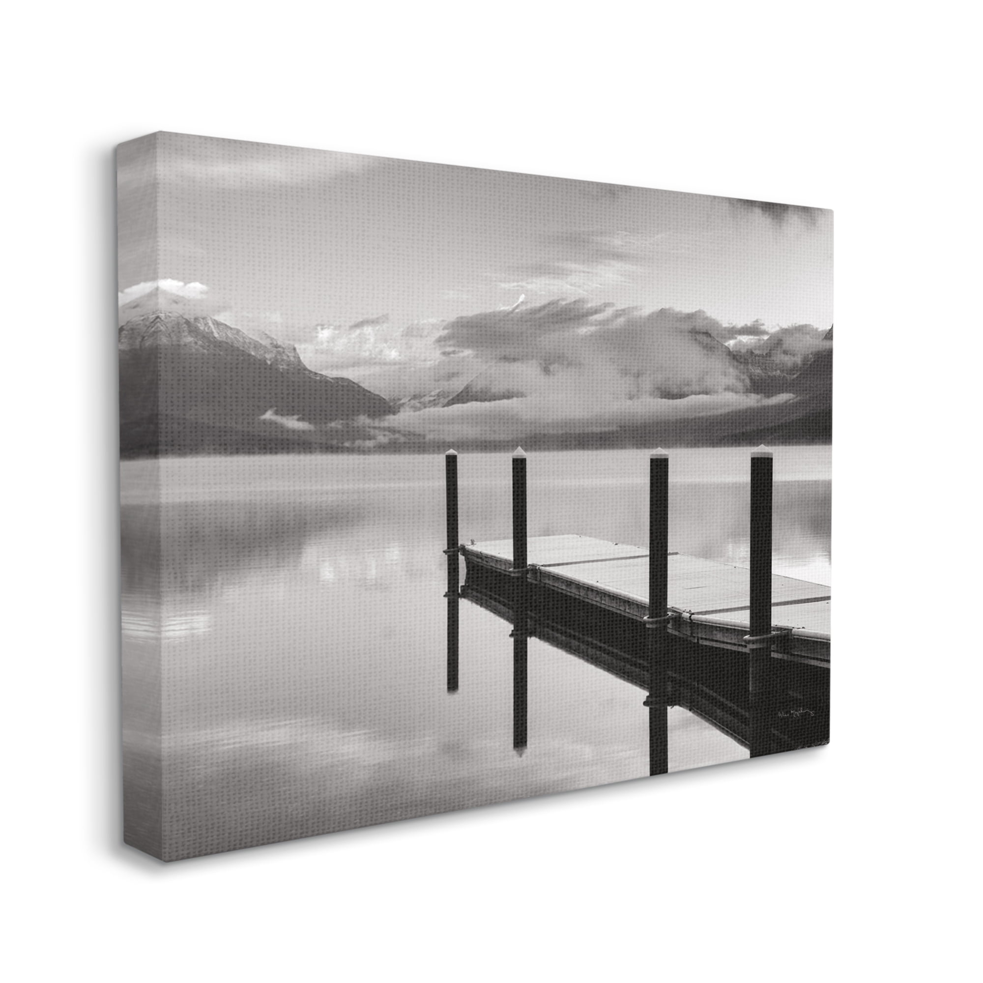 Stupell Industries Lakeside Mountain Dock Nature Photography Gallery Wrapped Canvas Print Wall Art, 48 x 36