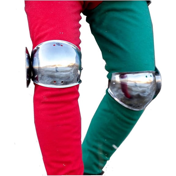 Medieval Knight Steel Knee Armor with Round Leaf
