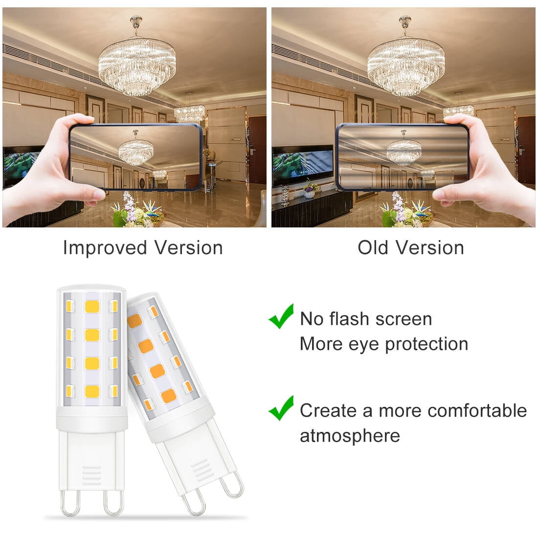 Ymam.Light LED G9 Dimmable Light Bulb, 3W 40W Equivalent Halogen Bulb, 4000K Cool White G9/Bi-Pin Base (Set of 12)