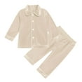thumbnail image 1 of MEZZALL Pyjamas à Manches Longues pour Garçons, Couleur Unie, 2 Pcs, Khaki, 3-4 Ans, 1 of 3