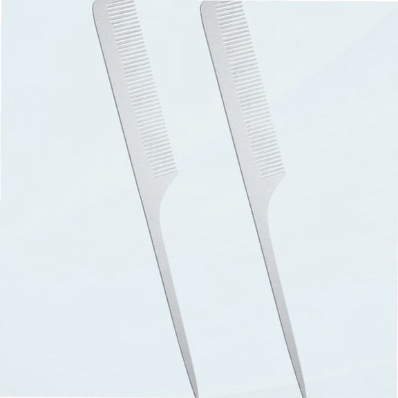 2 Pieces Metal Tail Combs Silver Rat Tail Hair Combs Fine Cutting Comb Teasing Pintail Barber Comb Stainless Steel Hair Styling Cutting Comb (Rat Tail)