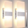 thumbnail image 1 of TRLIFE Apliques de pared modernos, juego de 2 apliques de pared LED regulables, 12 W, 3000 K, blanco cálido, aplique de pared cableado, iluminación para dormitorio, baño, sala de estar, porche, escale, 1 of 1