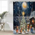 thumbnail image 2 of Extra Long Shower Curtain 72x84 Inch, Christmas Shower Curtain Waterproof Bathroom Decor Watercolor Blue Xmas Tree Animals Snowflake Fabric Bath Curtain Set Accessories with Hooks, 2 of 6