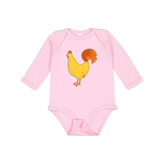 Inktastic Cute Yellow Chicken Boys or Girls Long Sleeve Baby Bodysuit
