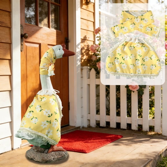 Dtchengua 23 Inch Dressed Goose Outfit Fits for Porch - Garden Goose Scarf & Shawl, Rustic Outdoor Decor for Lawn, Yard & Holiday, Yellow Plants Gardening Style