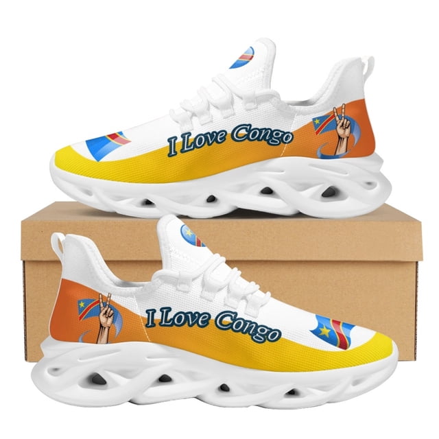 Zapatos de malla para mujer con bandera del Congo, zapatillas planas ligeras para mujer, calzado de tenis con cordones para mujer