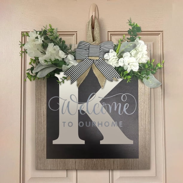 Puntoco Decoración De Puerta Delantera, Letrero De Flores Colgante, Letra, Nombre En Inglés, Decoración Navideña, Letrero De Madera Para Jardín, Letra K, Decoración Del Hogar
