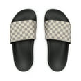 thumbnail image 2 of Cream Checkered Women's Slide Sandals Slippers, 2 of 8