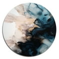 thumbnail image 2 of Designart "Fluid Stone Blue and Black II" Abstract Marble Metal Round Wall Art, 2 of 5
