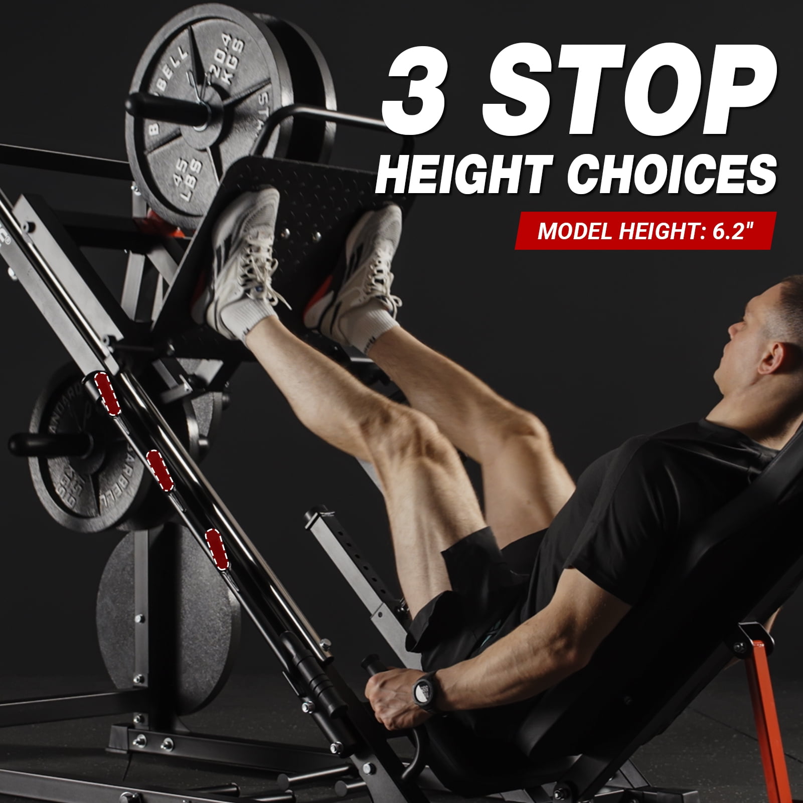 Syedee Adjustable Leg Press Machine, 2000LBS Capacity, Black, 230LBS Weight Plates