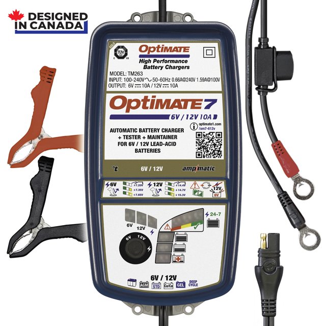 OptiMate7 6V/12V 10A, TM263, RV & Marine Battery saving charger, tester & maintainer