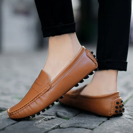 

HIBRO Men s Fashion Trend Lightweight Non-Slip Peas Shoes Business Shoes A Pedal