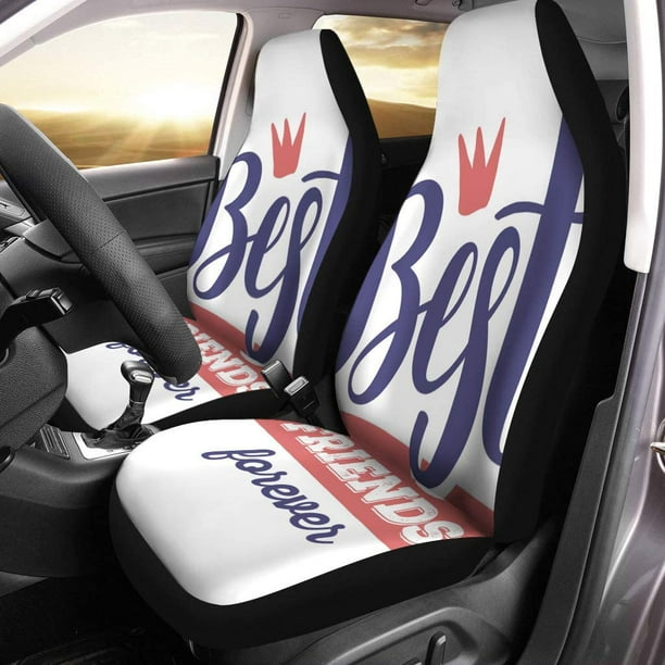 HATIART Set of 2 Car Seat Covers Best Friends Forever Red Blue Color Universal Auto Front Seats Protector Fits for Car SUV Sedan Truck