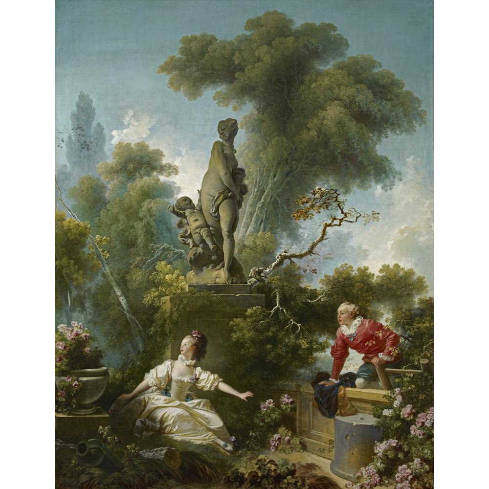 Jean-Honoré Fragonard 12x14 Black Modern Framed Museum Art Print Titled - The Progress of Love; the Meeting (1771-1773)