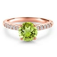 thumbnail image 3 of Gem Stone King 10K Rose Gold Green Peridot and Lab Grown Diamond Engagement Ring for Women | 1.65 Cttw | Round 7MM | Gemstone August Birthstone | Size 5, 3 of 6