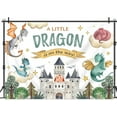 thumbnail image 3 of Dragon Theme Cute Baby Shower Backdrop A Little Dragon is on The Way Cartoon Castle Cute Watercolor Kids Boys Photography Background Party Decorations Photo Booth Studio Prop, 3 of 3