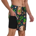 thumbnail image 2 of Kdxio Cute Hedgehogs Cactus Blue Print Men'S Swim Trunks With Compression Liner 7 Inch Inseam Quick Dry Swim Shorts, 2 of 7