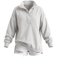 thumbnail image 4 of Visaly Henley Neck Sweatshirts for Women Oversized Sweatshirt Soft Sweatshirt Dressy Sweatshirts Flowy Tunic Sweatshirt Plain Sweatshirt Drop Shoulder Sweatshirt Fall Outfits Grey S, 4 of 6