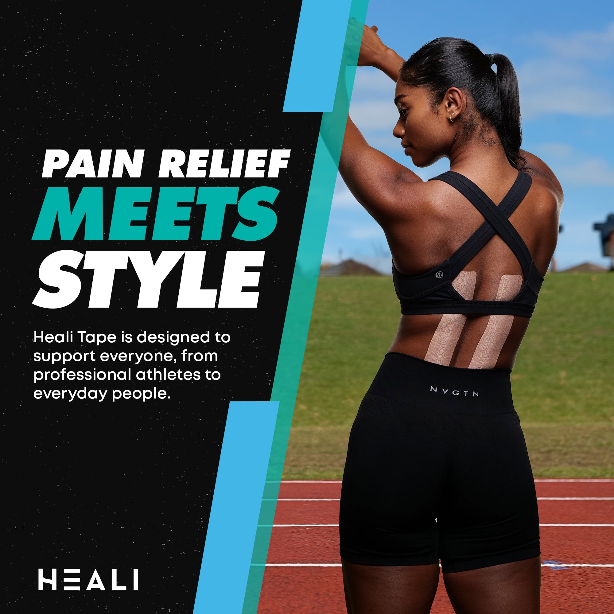 (2 pack) Heali PRO Kinesiology Tape, Menthol and Magnesium, 20 Precut Strips, Synthetic Silk, Beige Inspo