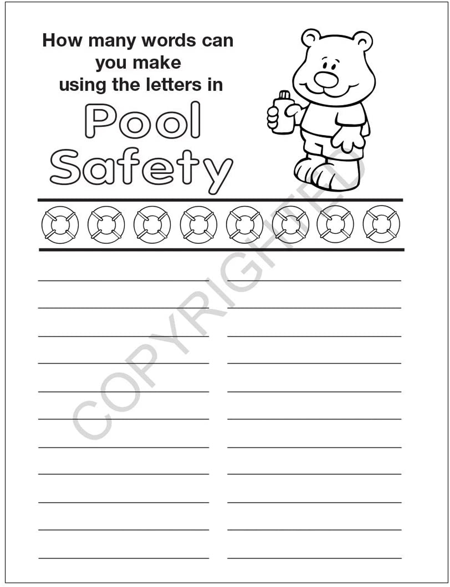 25 Pack - Pool Safety Kid's Coloring & Activity Books