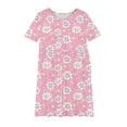 thumbnail image 4 of Riecok 6 - 15 Year - Old Girls' Summer Round - Neck Short - Sleeve Floral - Element Dress with Waist - Gathering, Pocket and Layered Look Pink 5-6 Years, 4 of 4