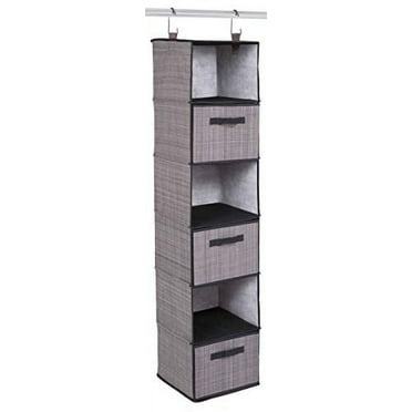Internet's Best Hanging Closet Organizer with Drawers - 6 Shelf - Grey