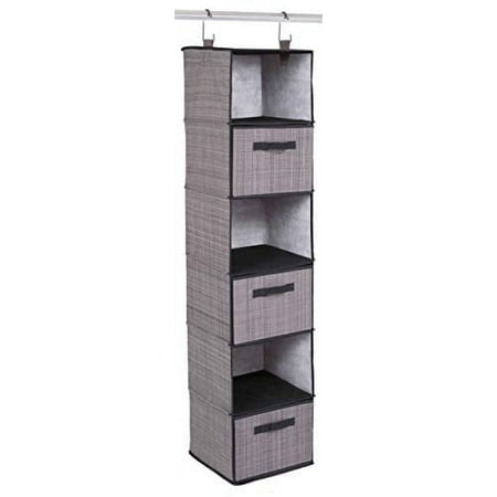 Internet's Best Hanging Closet Organizer with Drawers - 6 Shelf - Grey