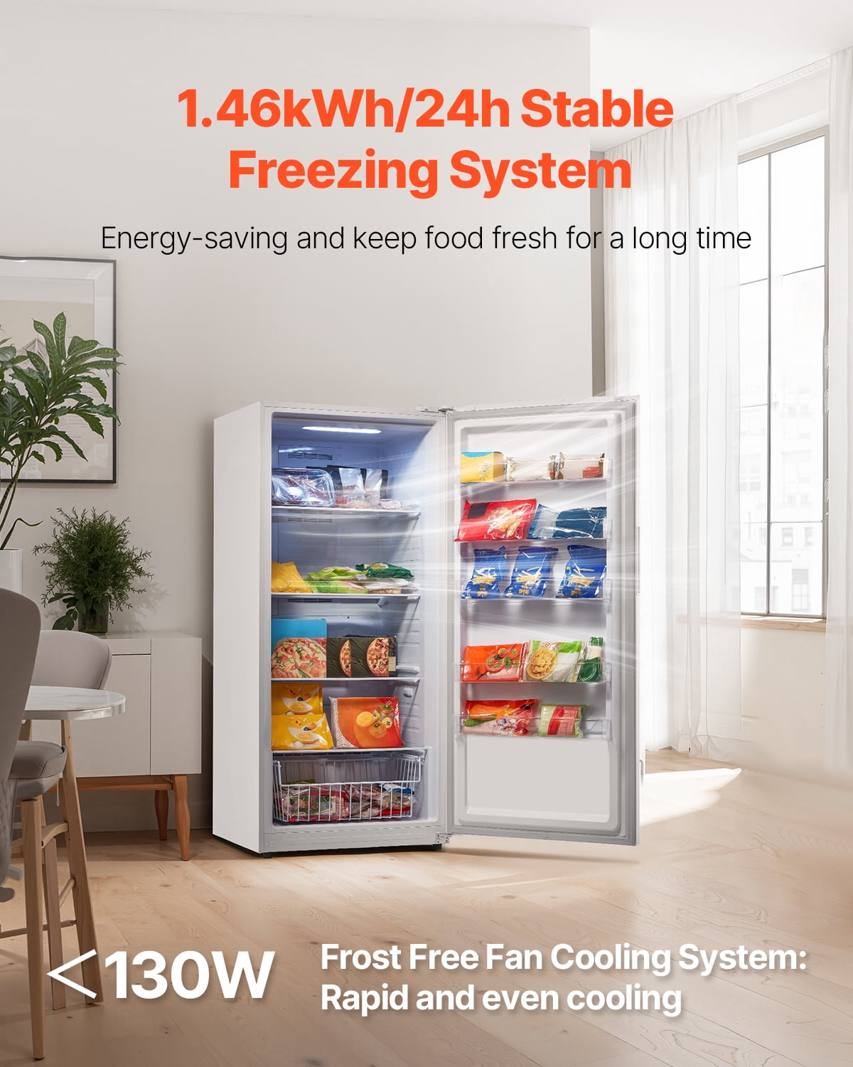 VEVOR Convertible Freezer/Refrigerator,20.2 Cu.Ft Frost Free Upright Freezer with Temp Control Panel, Door Open too Long Alarm,Adjustable Shelves and LED,Standing Fridge for Kitchen,Office,Garage