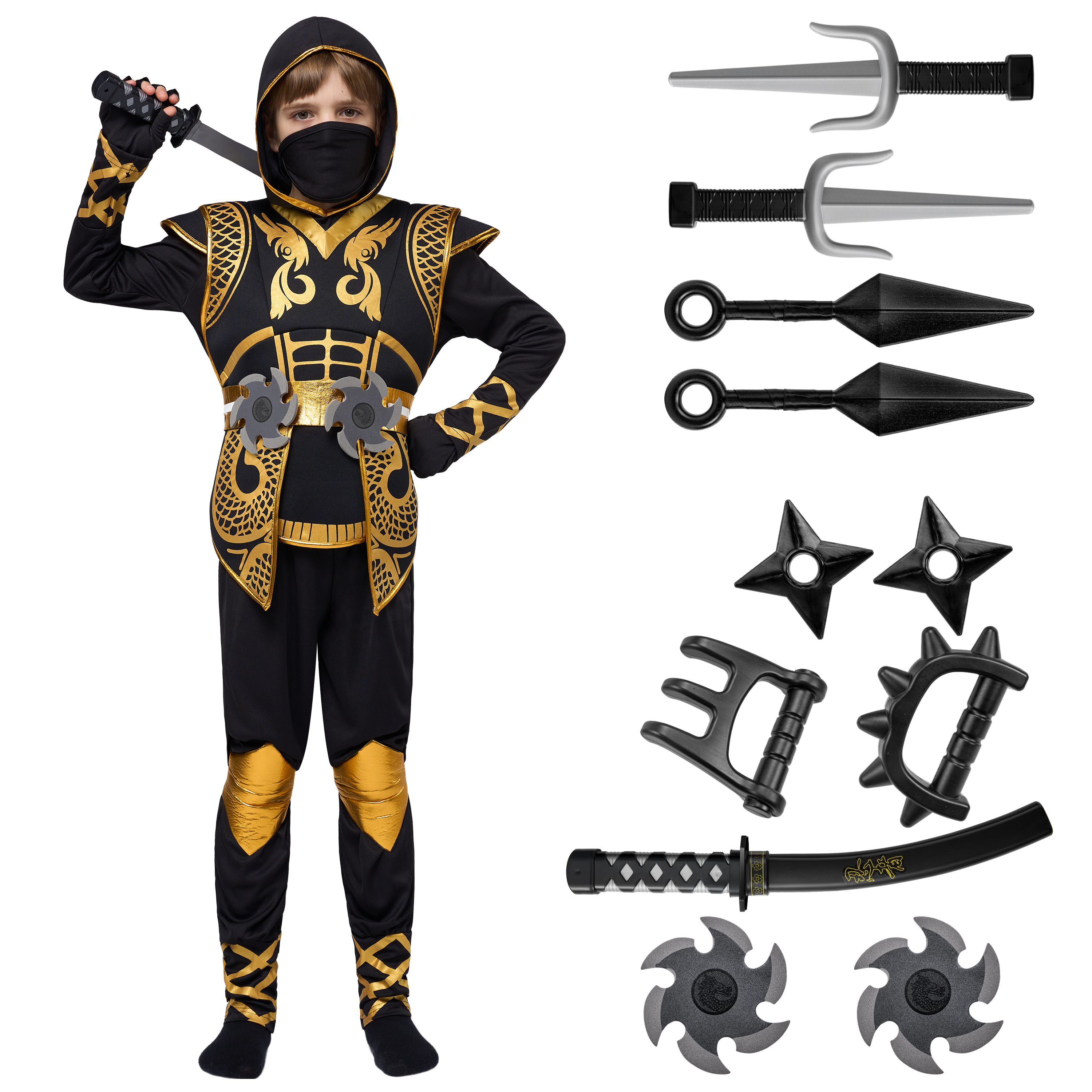 Joyfy Golden Ninja Costume for Kids Up to 12 Years photo 2