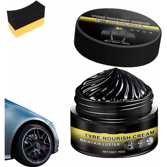Tire Shine & Protectant Cream – Restores Black Rubber Finish, Long-Lasting Gloss for All Vehicle Tires, Non-Greasy Formula