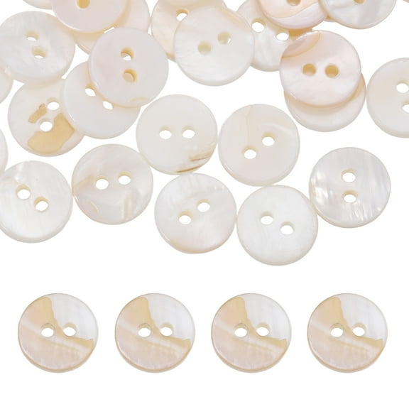Uxcell 200Pcs Round Natural Shell Buttons,10mm 2 Holes Mother of Pearl Craft Seashell Sewing Buttons for Clothes Shirts Dresses Sewing DIY Craft Making, Cream Yellow Brown