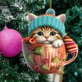 thumbnail image 6 of Loyerfyivos Christmas Ornaments Teacup Cat Decorations Kitten Kawaii Snowflake Hanging Christmas Ornaments 2024 Vintage Party Holiday Santa New Year for Mini Christmas Tree Supplies Merry Christmas, 6 of 8