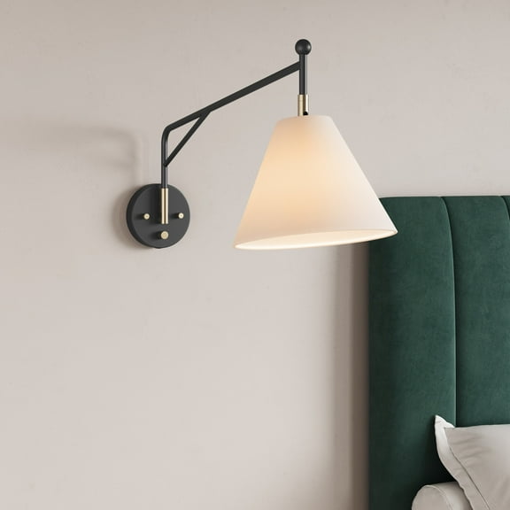 Millennium Lighting  Elane 1 Light Swing Arm Sconce Matte Black/Vintage Brass