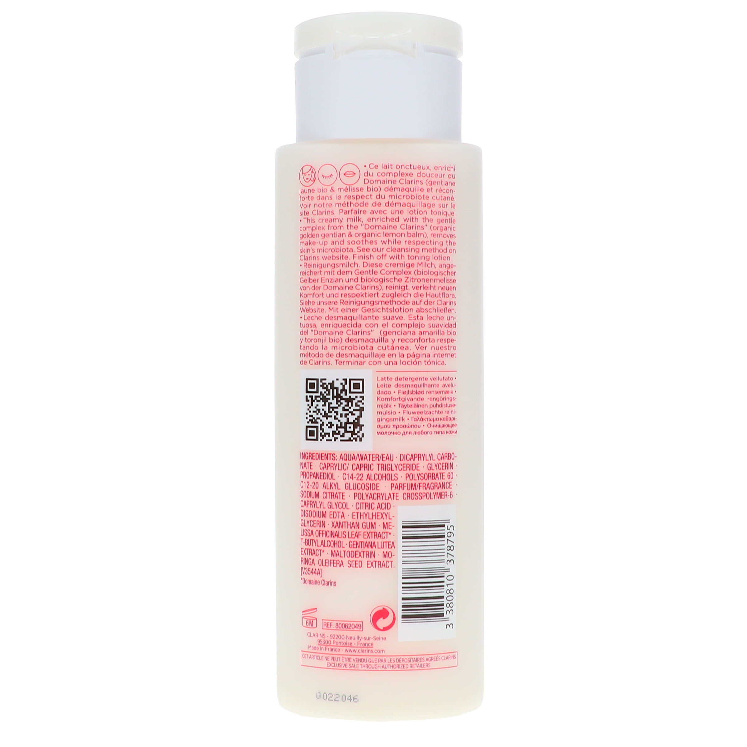 Clarins Velvet Cleansing Milk With Alpine Golden Gentian & Lemon Balm Extracts 200 ml
