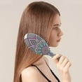 thumbnail image 3 of Artistic Floral Mandala Hair Brush - Gentle Detangler for Wet & Dry Hair, Ethnic Inspired Pattern, 3 of 6