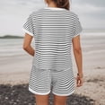 thumbnail image 4 of QGJZVUNL Womens Summer Outfits Striped Short Sleeve T Shirt Shorts 2 Piece Lounge Sets Size M, 4 of 7