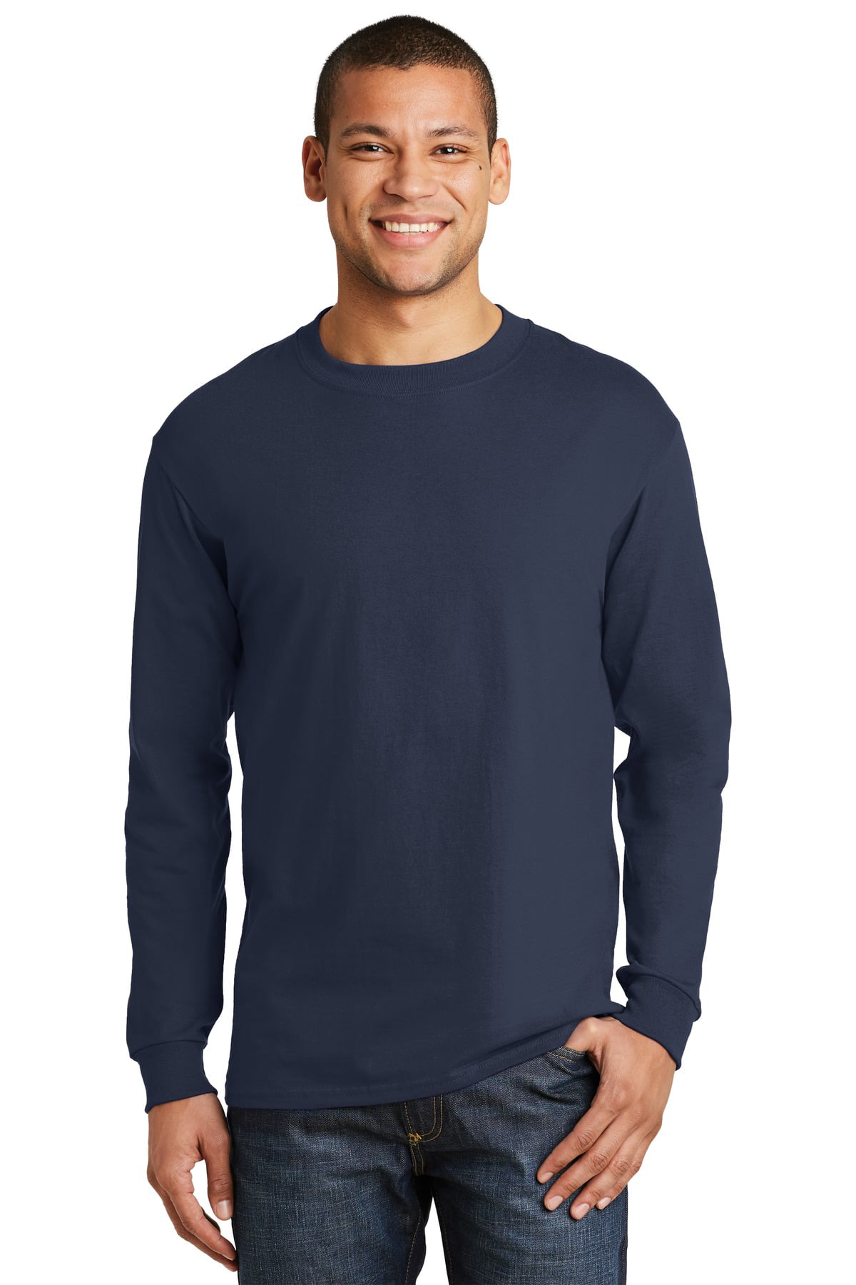 Hanes Men's 100 Percent Cotton Long Sleeve T-Shirt - 5186 - Walmart.com