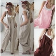 thumbnail image 2 of Sunloudy Combinaison Décontractée à Jambes Larges pour Femmes, Lin, Taille Unique, Rose, 2 of 5