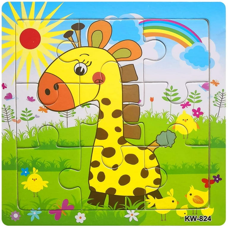 Wooden Jigsaw Puzzles Set for Kids Age 3-5 Year Old 20 Piece Animals  Colorful Wooden Puzzles for Toddler Children Learning 